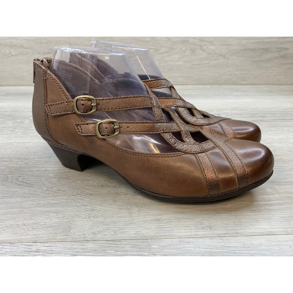 Rockport Cobb Hill Women's Brown Leather Metallic Mary Jane Pumps Heels 8.5